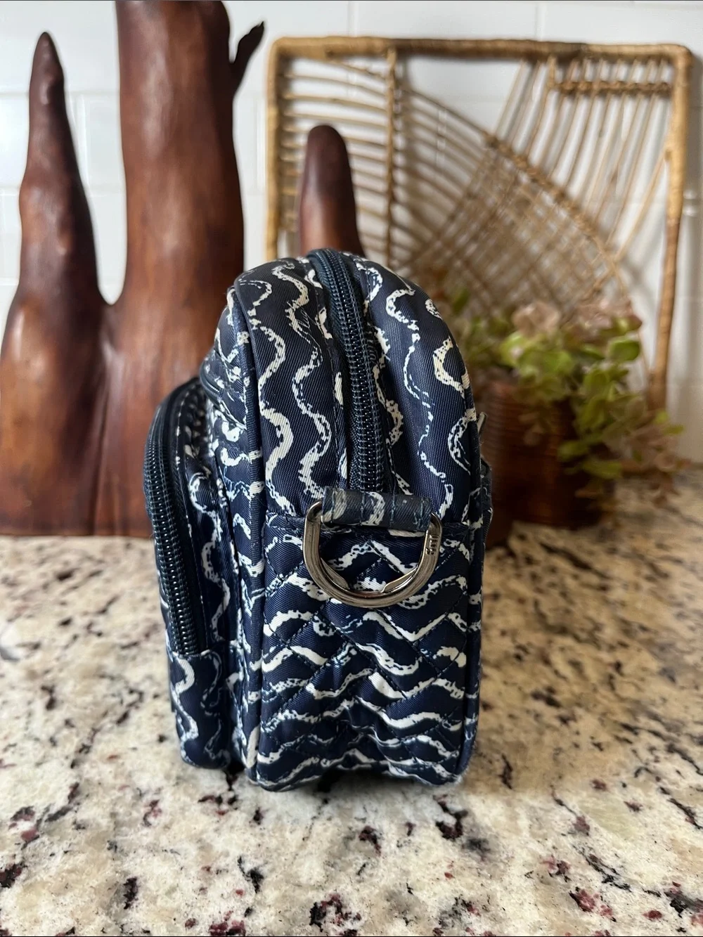 lug Navy Quilted Wave Messenger Crossbody Bag
